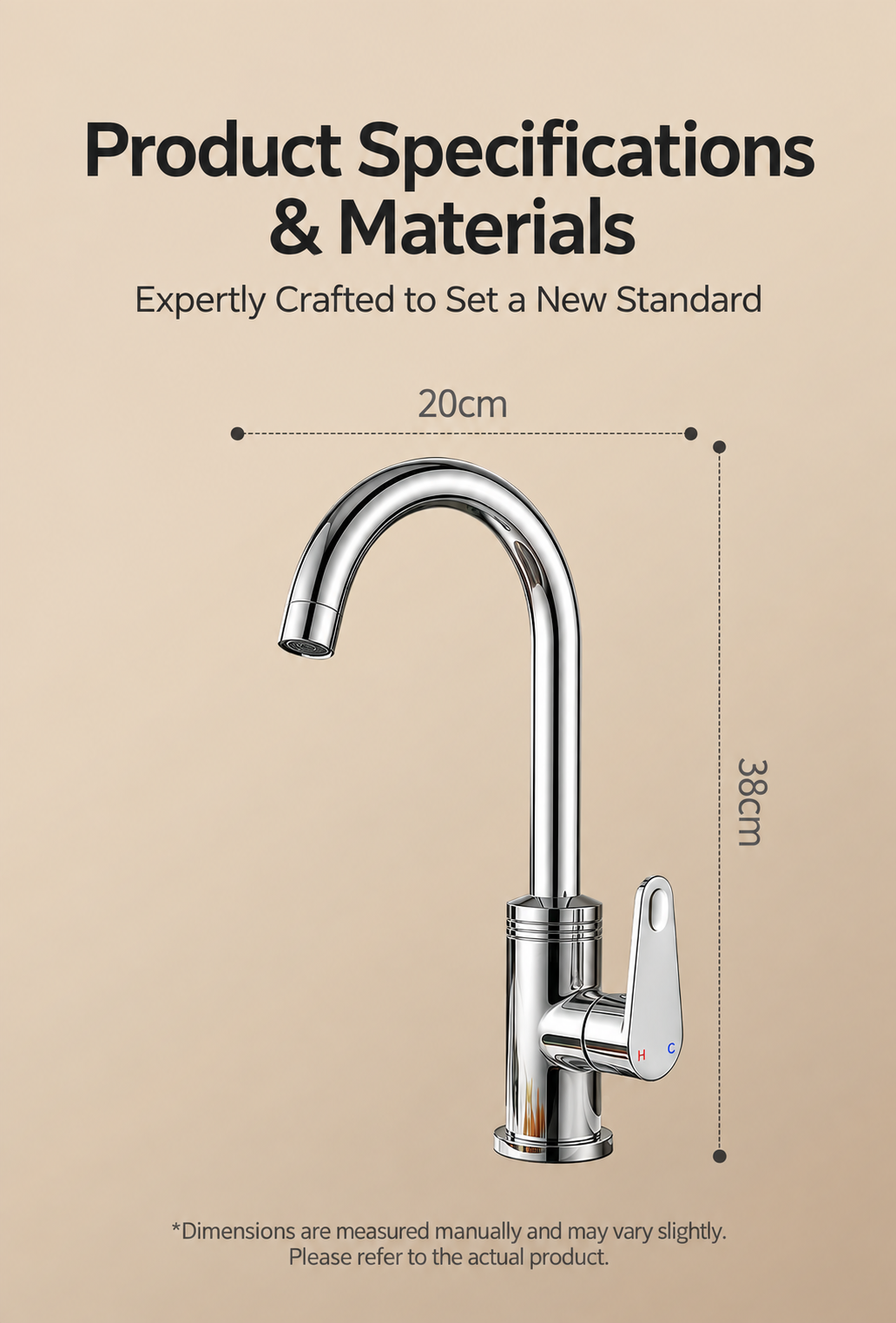 Solid Brass Single Cold Kitchen Sink Faucet with High-Pressure Anti-Splash Aerator - 图片 2