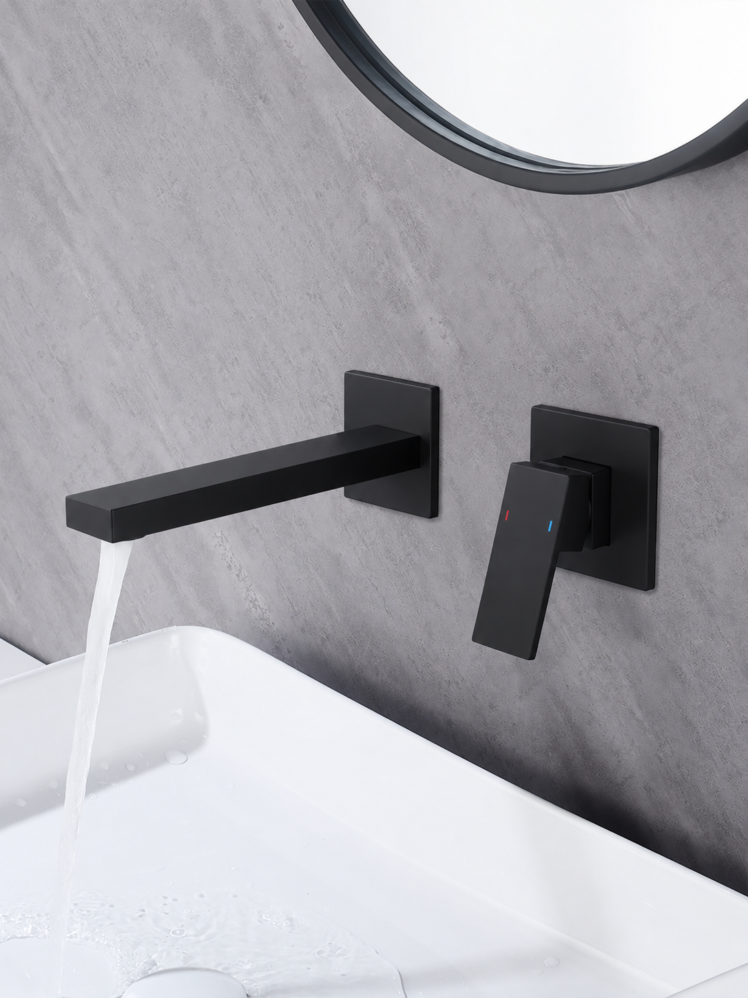 Solid Brass Wall-Mounted Bathroom Basin Faucet – Concealed Hot & Cold Mixer - 图片 3