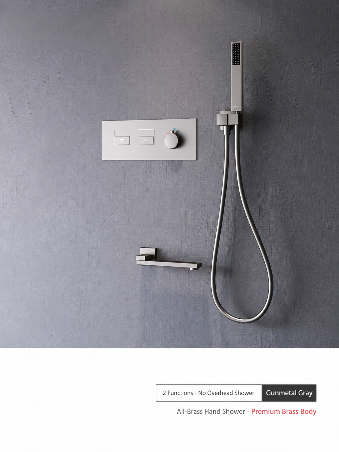 Matte Black Concealed Thermostatic Shower System with Rain Shower, Hand Shower & Waterfall Outlet - 图片 2
