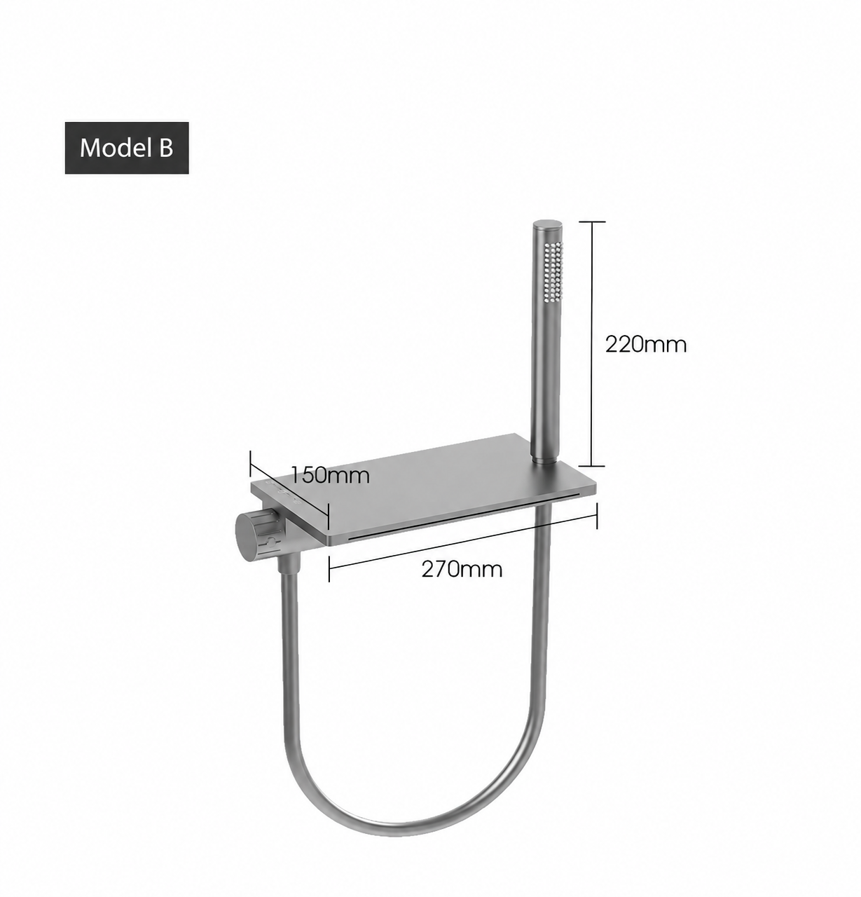 Wall-Mounted Waterfall Tub Filler with Hand Shower – Hot & Cold Bathtub Faucet - 图片 2