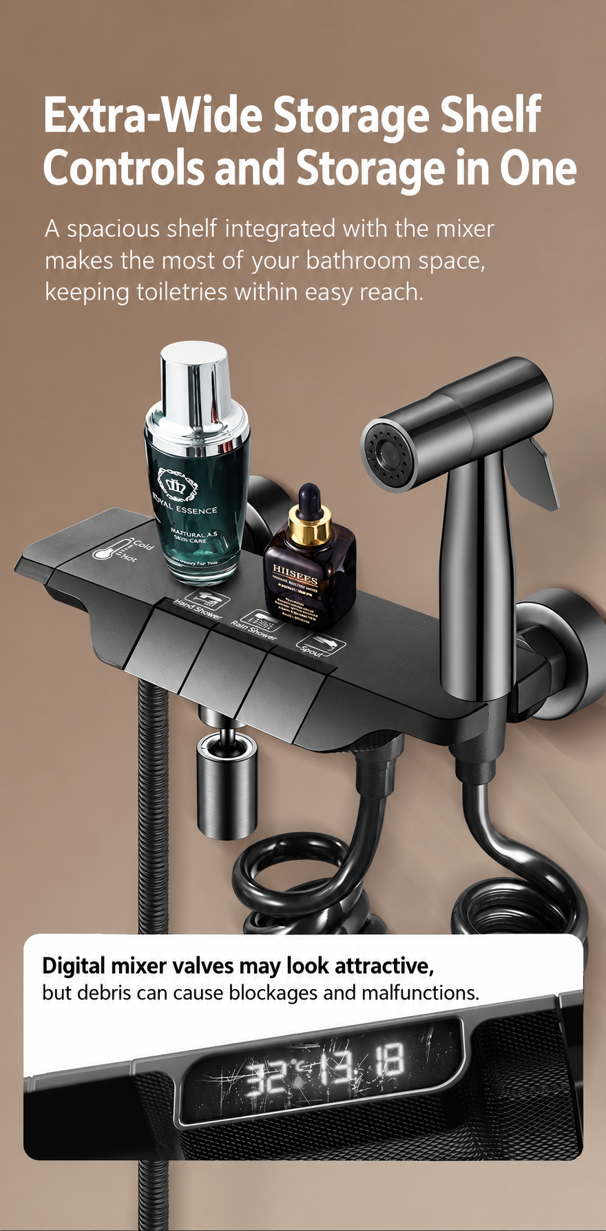 3-Way Bathroom Shower System – Hot & Cold Mixer with Hand Shower & Bidet Sprayer - 图片 3