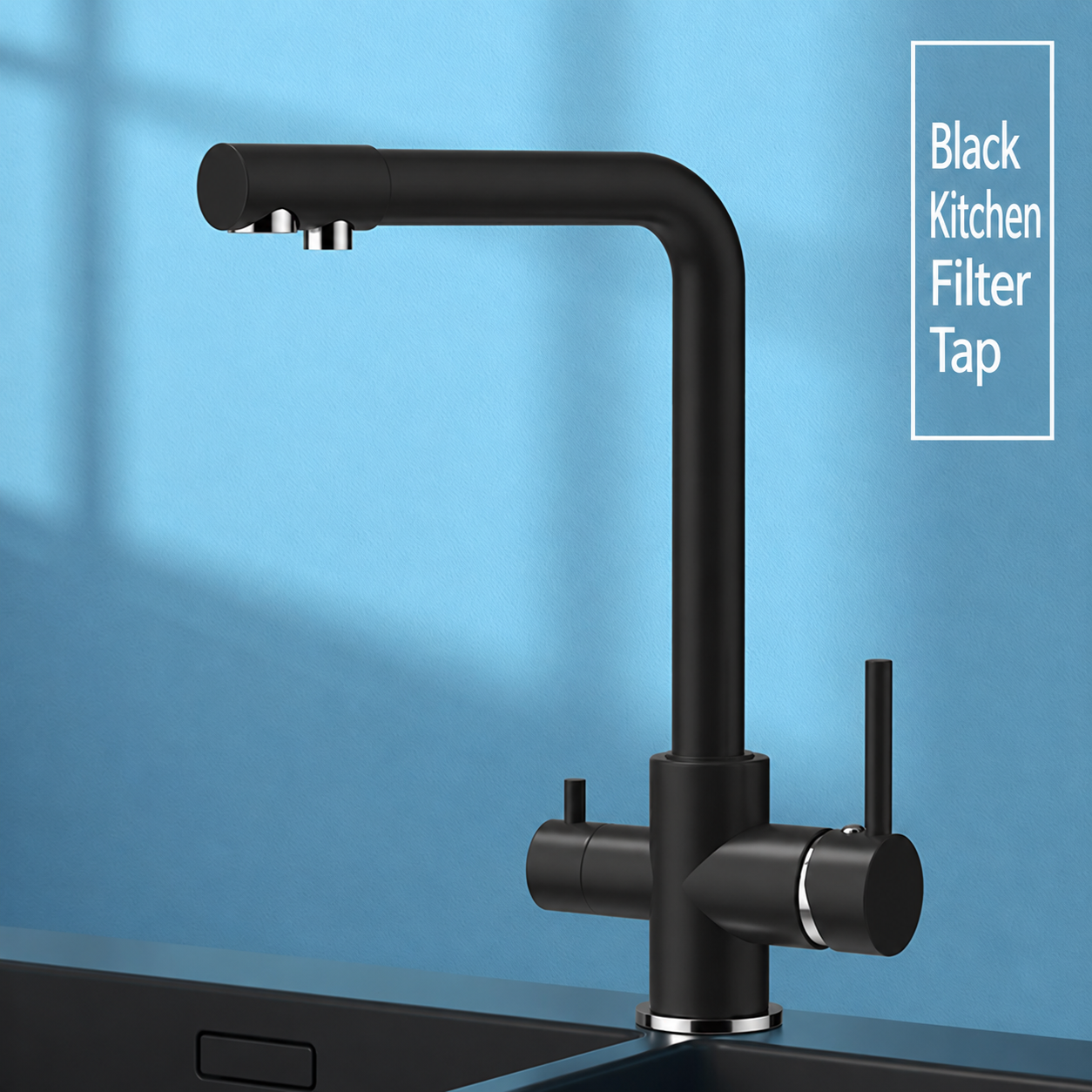 Solid Brass 2-in-1 Kitchen Sink Faucet with Filtered Drinking Water Outlet & Swivel Spout - 图片 2